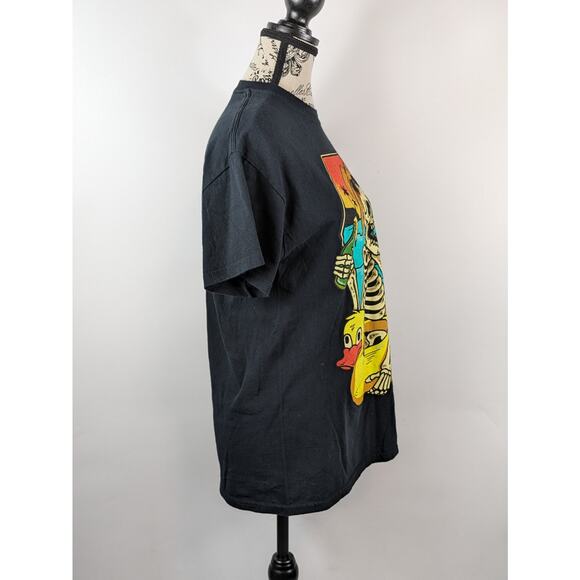 Neon Riot Womens Medium T-Shirt Graphic Beach Skeleton Duck Float Hot Topic Pool - Picture 4 of 5